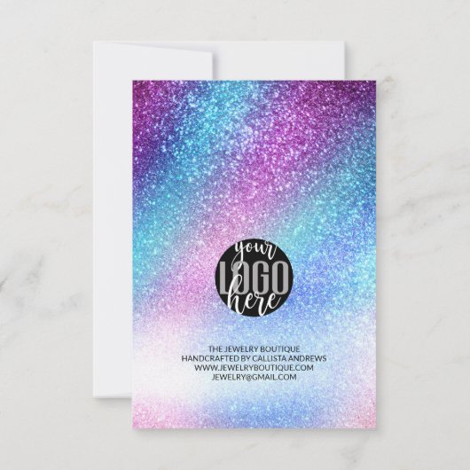 Carte De Remerciements Parties scintillant violet bleu Nebula Galaxy Merc (Dos)