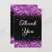Carte De Remerciements Parties scintillant violette Noir 40e anniversaire (Devant / Derrière)