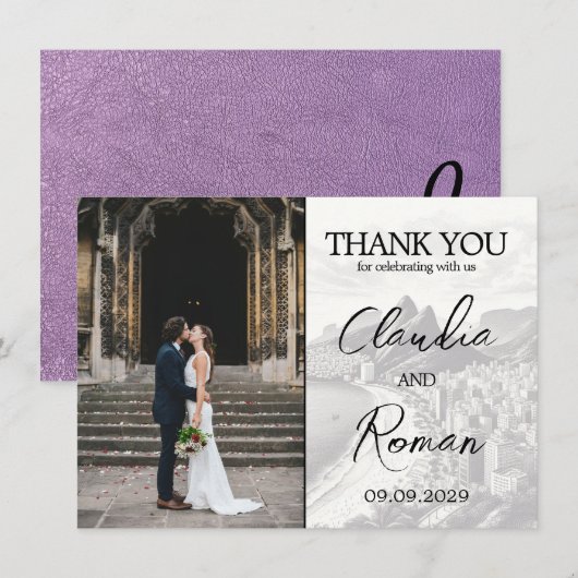 Carte De Remerciements Passeport Brésil de la lavande (Devant / Derrière)