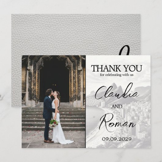 Carte De Remerciements Passeport du Brésil blanc (Devant / Derrière)