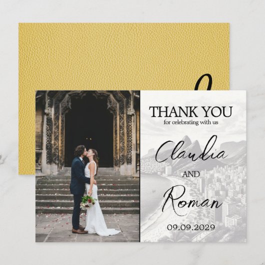 Carte De Remerciements Passeport du Brésil jaune (Devant / Derrière)