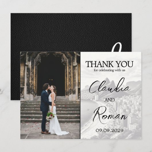 Carte De Remerciements Passeport du Brésil noir (Devant / Derrière)