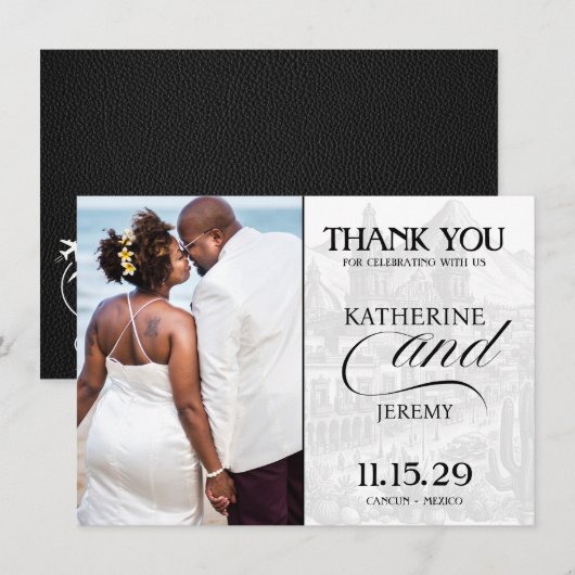 Carte De Remerciements Passeport du Mexique noir (Devant / Derrière)