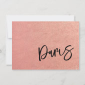 Carte De Remerciements Passport rose Gold Paris (Dos)