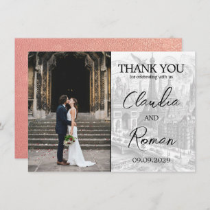 Carte De Remerciements Passport rose Gold Paris