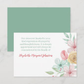 Carte De Remerciements Pastel Aquarelle Floral Funérailles Bereavement (Devant / Derrière)