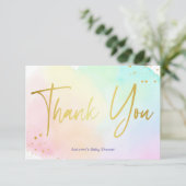 Carte De Remerciements Pastel arc-en-ciel ombre or parties scintillant ba (Debout devant)