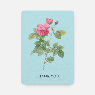 Carte De Remerciements Pastel Bleu et rose Rose Vintage Botanique
