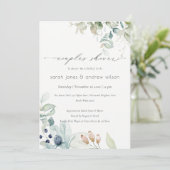 Carte De Remerciements Pastel Blue Green Foliage Couples Douche Invitatio (Debout devant)