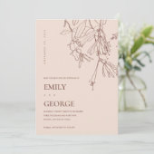 CARTE DE REMERCIEMENTS PASTEL BLUSH LINE DESSIN FLORA ENREGISTRER LA CART (Debout devant)