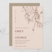 CARTE DE REMERCIEMENTS PASTEL BLUSH LINE DESSIN FLORA ENREGISTRER LA CART (Devant / Derrière)