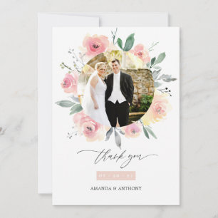 Carte De Remerciements Pastel Blush rose Mariage photo