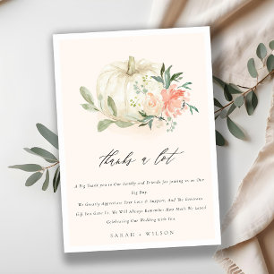 Carte De Remerciements Pastel Citrouille Blanc Doux Mariage Floral Blush