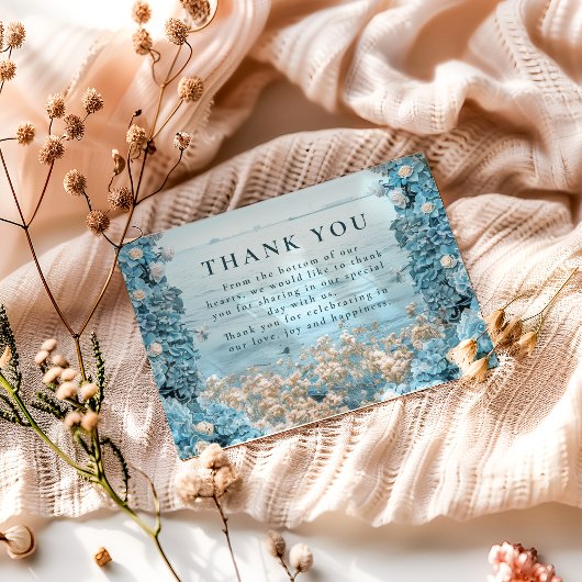Carte De Remerciements Pastel Coastal Blue Florals Wedding