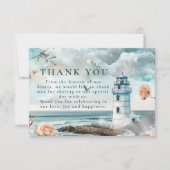 Carte De Remerciements Pastel Coastal Lighthouse Ocean Wedding (Devant)