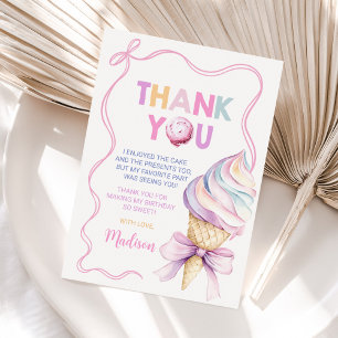 Carte De Remerciements Pastel Coquette Filles de crème glacée Anniversair