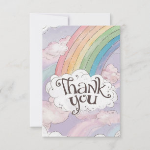 Carte De Remerciements Pastel Cute arc-en-ciel et nuages