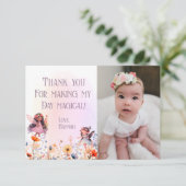 Carte De Remerciements Pastel Fairy First Magic Photo d'anniversaire (Debout devant)