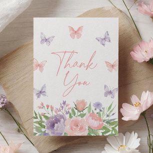 Carte De Remerciements Pastel Floral Butterfly Baby shower