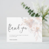 Carte De Remerciements Pastel Florals Blush Grey Script Photo Mariage (Debout devant)