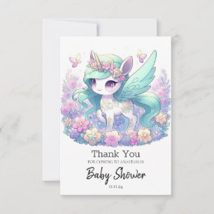 Carte De Remerciements Pastel Girl Unicorn Baby shower