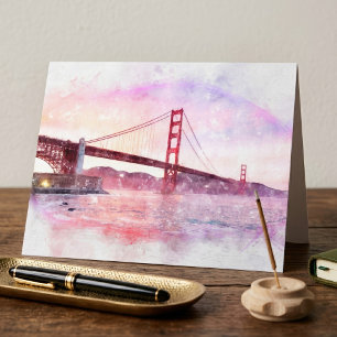 Carte De Remerciements Pastel Golden Gate Bridge à San Francisco