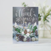 Carte De Remerciements Pastel Grateful Neige Joyeuses Vacances (Debout devant)