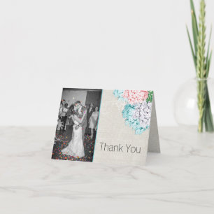 Carte De Remerciements Pastel Hydrangeas Wedding Photo Thank You