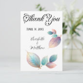 Carte De Remerciements Pastel Iridescente Feuille Mariage Dreamy Pastels (Debout devant)