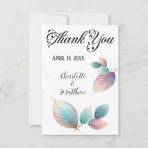 Carte De Remerciements Pastel Iridescente Feuille Mariage Dreamy Pastels