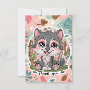 Carte De Remerciements Pastel Lovely Wolf