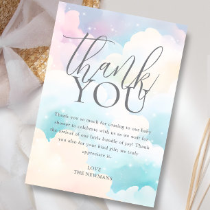 Carte De Remerciements Pastel Nous sommes sur le Baby shower Cloud Nine