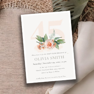 Carte De Remerciements Pastel Peach Rose Floral Bunch 45 Anniversaire Inv