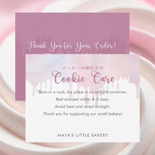 Carte De Remerciements Pastel Pink Dripping Cookie Care Instructions