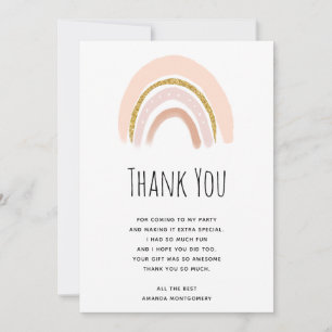 Carte De Remerciements Pastel Pink & Faux Parties scintillant Boho Arc-en