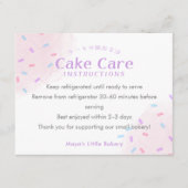 Carte De Remerciements Pastel Pink Sprinkle Cake Care Instructions (Devant)