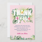 Carte De Remerciements Pastel Pink Tropical Greenery Floral Anniversaire (Devant)
