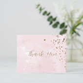 Carte de remerciements Pastel Pink Watercolor Mari (Debout devant)