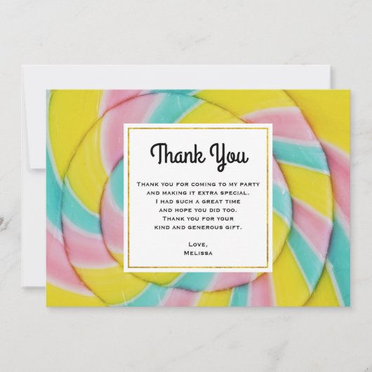 Carte De Remerciements Pastel Rainbow Spiral Candy (Devant)