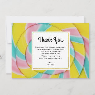 Carte De Remerciements Pastel Rainbow Spiral Candy