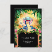 Carte De Remerciements Pastel Reptiles Serpent Anniversaire (Devant / Derrière)