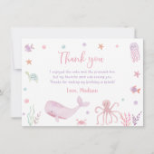 Carte De Remerciements Pastel rose sous la mer Anniversaire (Devant)