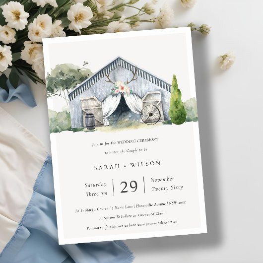 Carte De Remerciements Pastel Rustic Barnyard Farm Thème Mariage Inviter