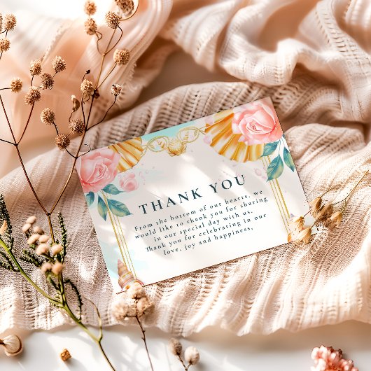 Carte De Remerciements Pastel Seashell Coastal Waters Wedding