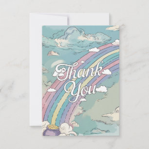 Carte De Remerciements Pastel Simple Arc-en-ciel et Nuages