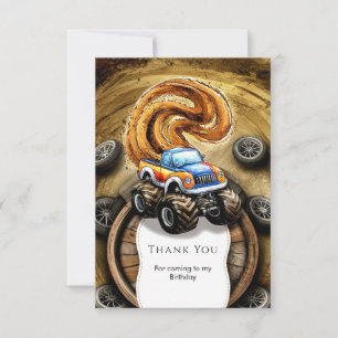 Carte De Remerciements Pastel Track Monster Truck Anniversaire