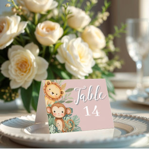 Carte De Remerciements Pastel Tropical Wild One Jungle Safari Animaux