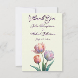 Carte De Remerciements Pastel Tulip Mariage Suite Typographie élégante