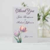 Carte De Remerciements Pastel Tulip Mariage Suite Typographie élégante (Debout devant)