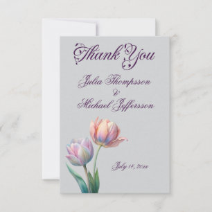 Carte De Remerciements Pastel Tulip Mariage Suite Typographie élégante